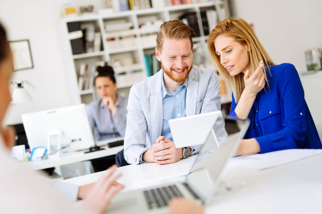 group of business people working as team in office